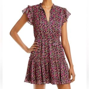 Aqua ditsy floral metallic dress NWOT